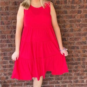 NEW! Zenana Red Sleeveless Tiered Dress